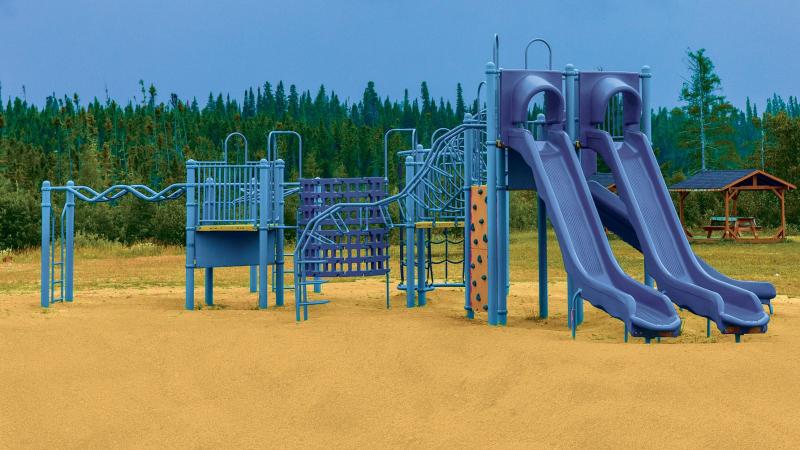 Playground with blue slides