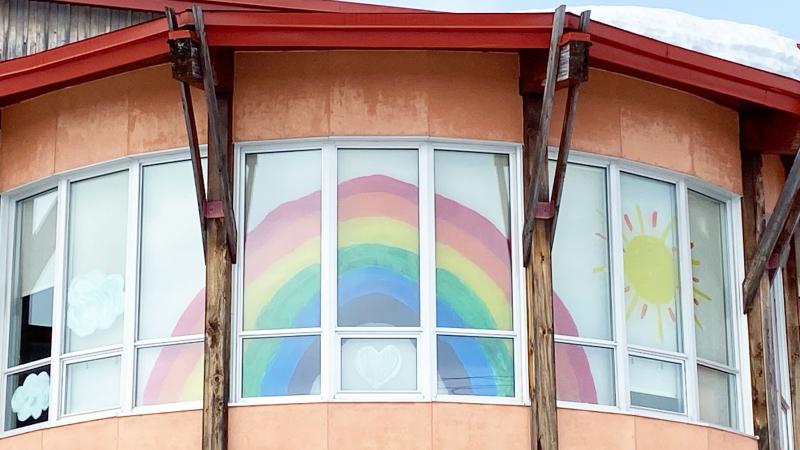 Rainbow in window in Waswanipi