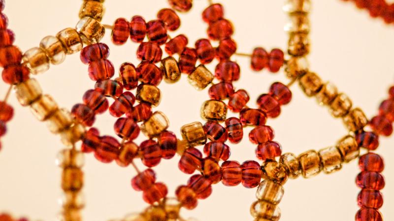 Red and yellow glass beads