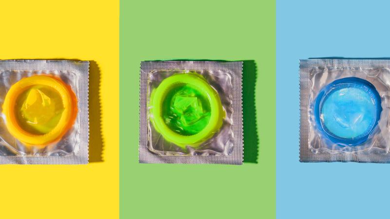 Three condoms in packages