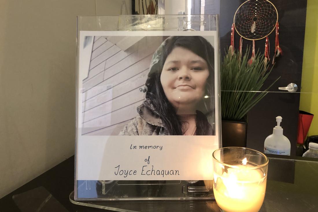 Joyce Echaqan memorial at CBHSSJB office