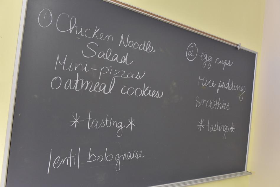 Blackboard showing list of healthy foods