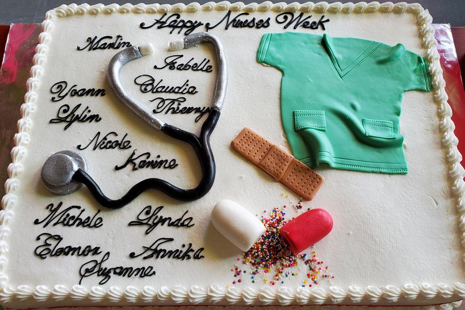 Cake with text, 'Happy Nurses Week'