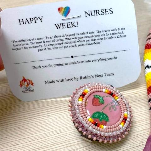 Happy Nurses Week card with beaded gift