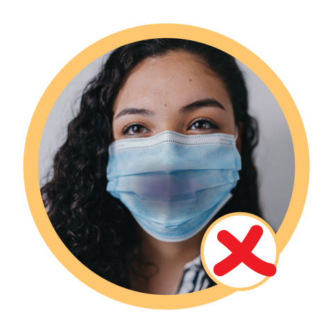 Woman with dirty medical mask