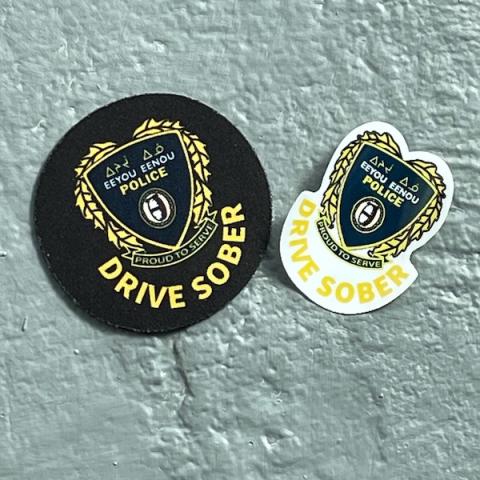 Drive sober sticker and pin